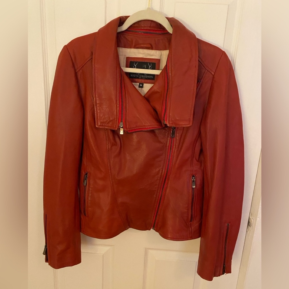 Bod & Christensen Red Leather Jacket - Size M